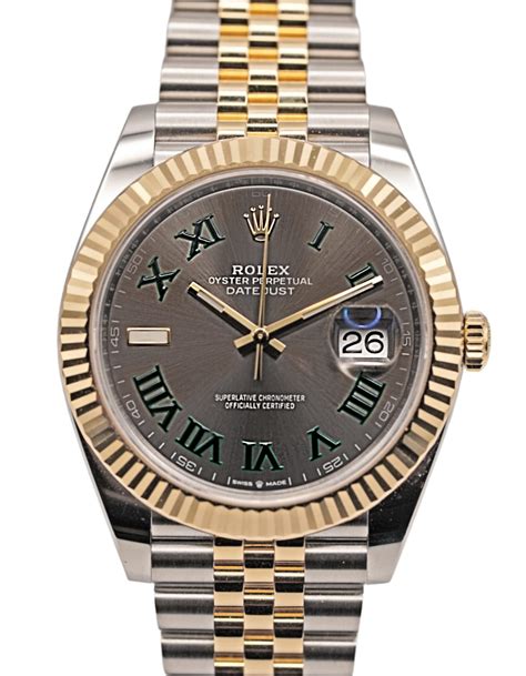 rolex datejust 41 wimbledon two tone|Rolex Datejust 41 smooth bezel.